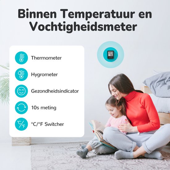 Hygromètre Bloomfold - Humidimètre - Station météo numérique - Thermomètre d'intérieur - Pile incluse