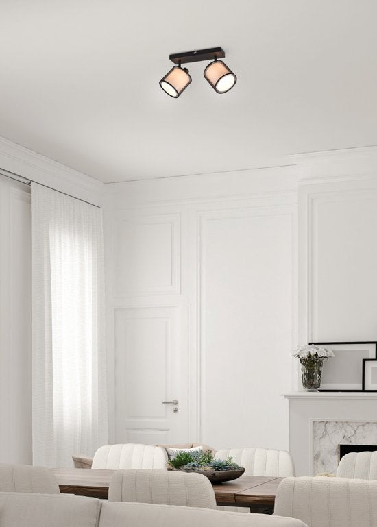 Trio leuchten - LED Ceiling Spot - Plafonnier - E14 - 2 lumières - Rectangle - Noir - Aluminium