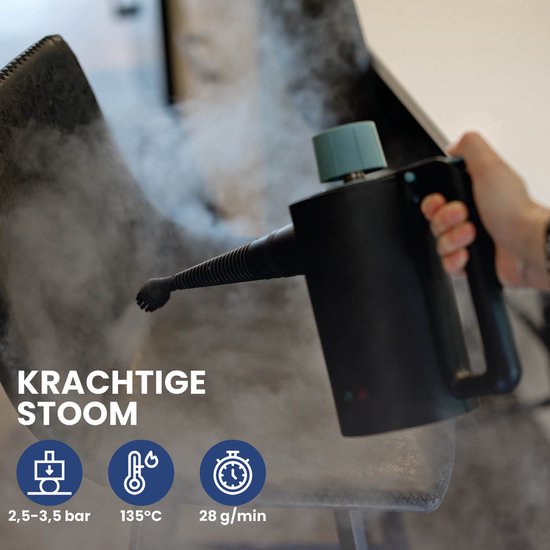 Nettoyeur vapeur sans fil Nexxt avec accessoires - Réservoir d'eau 360 ml - Jusqu'à 135 °C et 3,5 bars - Pour sols et tissus d'ameublement - 1350 Watts - Noir