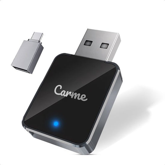 CarMe Mini 2-in-1 CarPlay Dongle V2 - Wireless CarPlay & Android Auto - USB-A & USB-C - Android Auto Dongle - Noir
