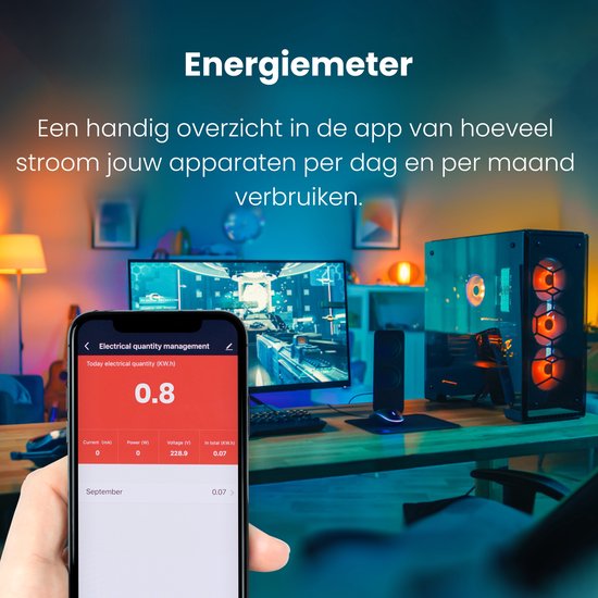 Iqonic Smart Plug - Prise intelligente - avec minuterie et compteur d'énergie - 16A - 4 pièces