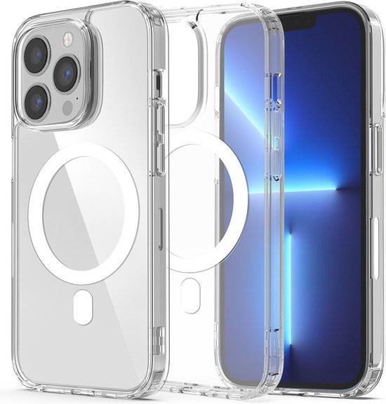 Podec Magsafe Case Suitable for iPhone 13 Pro - With 3x Screen Protector + 3x Camera Protector - Magnetic with Ring Transparent - Phone Case Transparent Case