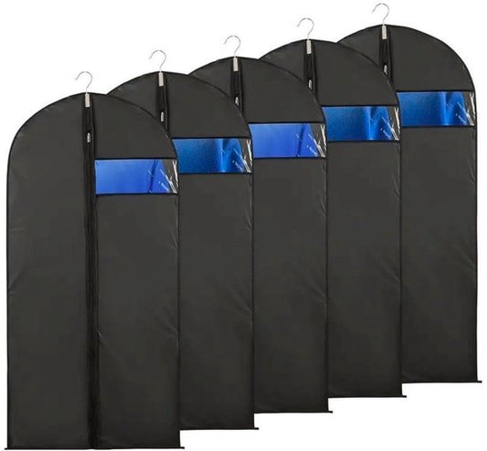 Ceruzo Housses de vêtements 5 pièces - 60x140 cm - Housse de protection - Fenêtre - Noir