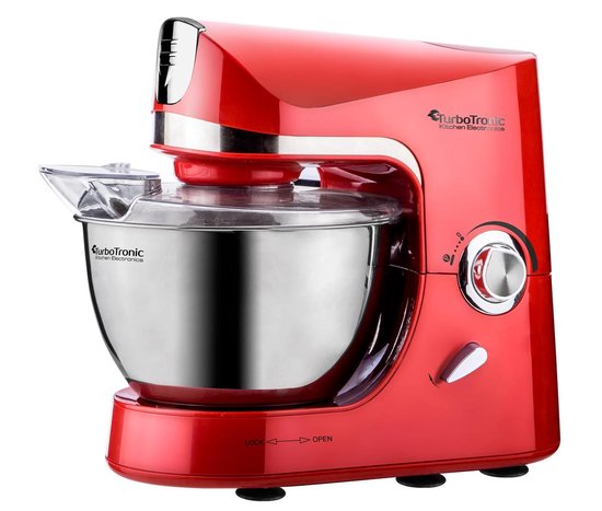 TurboTronic TT-002 Pro-Mix - Batteur sur pied - 5 litres - 2000W - Rouge