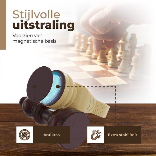 Windsor Luxury Chess Board - avec pièces - 35 cm - Annotations - Jeu d'échecs - Jeu d'échecs magnétique - Jeu d'échecs - Bois