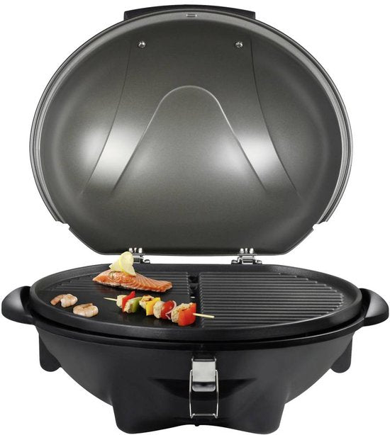 Tristar BQ-2816 Barbecue électrique - Barbecue électrique - Barbecue sur pied - Peut être utilisé comme barbecue de table - Plaque de cuisson 46 x 35 cm - Noir