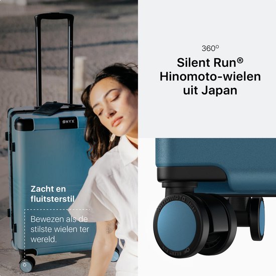 ONYX Hybrid Pro Hand Luggage Suitcase with Front Pocket 38 Litres - Recycled Polycarbonate and Zipperless Design - Travel Suitcase with TSA Lock and Spinner Wheels - Lightweight Trolley with Laptop Compartment - Glacier Blue