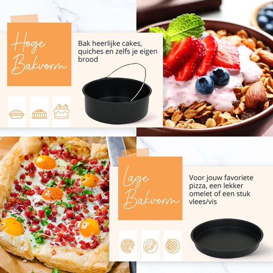 Happy Goods Accessoires pour friteuse à air chaud XL - convient aux accessoires pour friteuse à air chaud - ⌀ 20 CM - Papier sulfurisé - Plaque à pâtisserie en silicone - Moule à pâtisserie rond - Moules à muffins