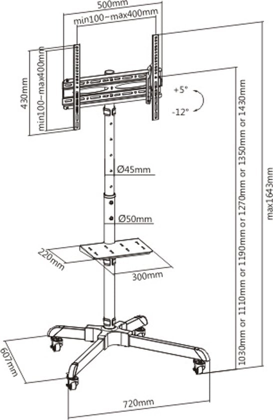Meuble TV - mobile - réglable en hauteur