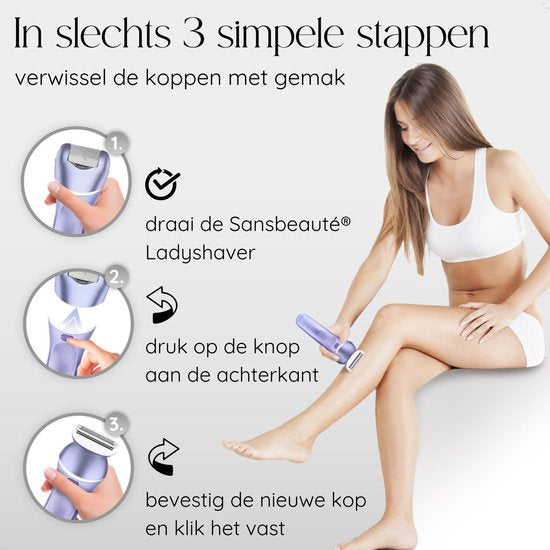 Sansbeauté® 7 in 1 Ladyshaves for Women - Face - Underarms - Legs - Epilator - Trimmer for Women & Ladies - Bikini trimmer Ladies - Shaver Woman