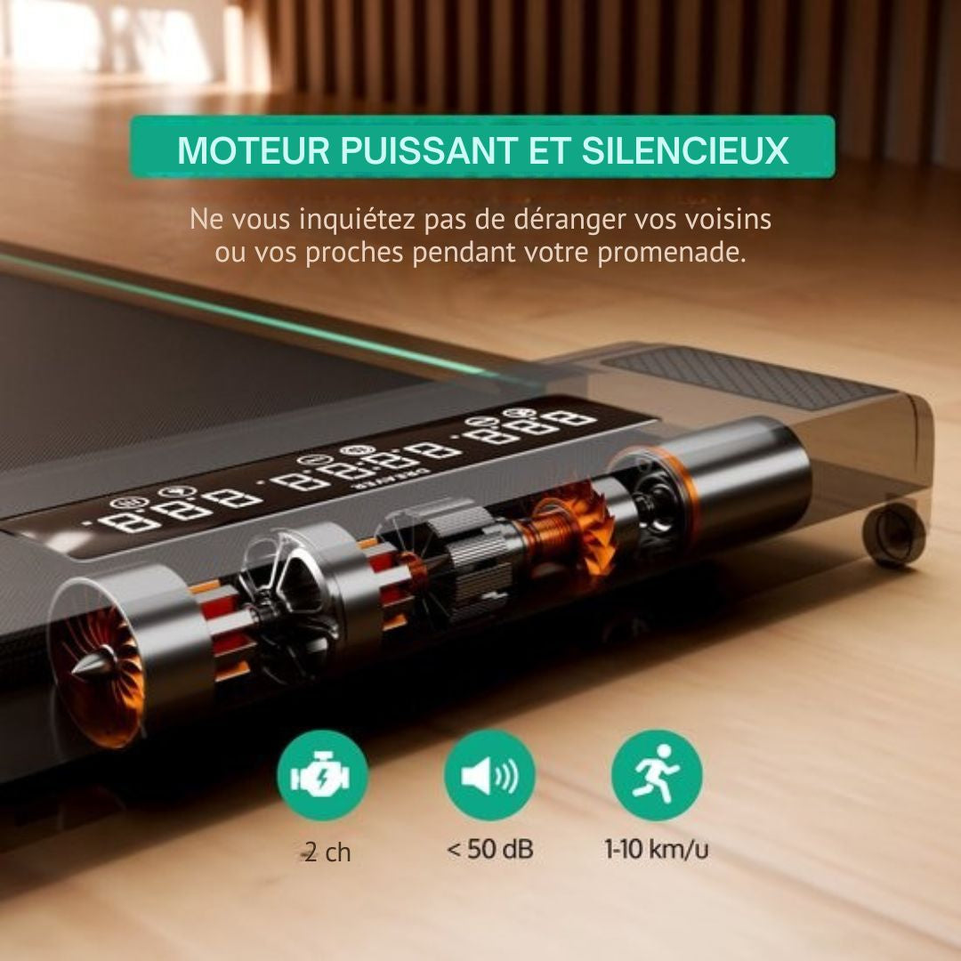 2-en-1 Tapis de course pliable Dreaver - 1-10km/h - Comprend un tapis de protection et un livre électronique - Tapis de marche - Pour la maison - Électrique - Pliable - noir