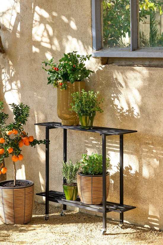 Mica Decorations Support pour plantes Greenrax - L90 x L22 x H75 cm - Métal - Noir