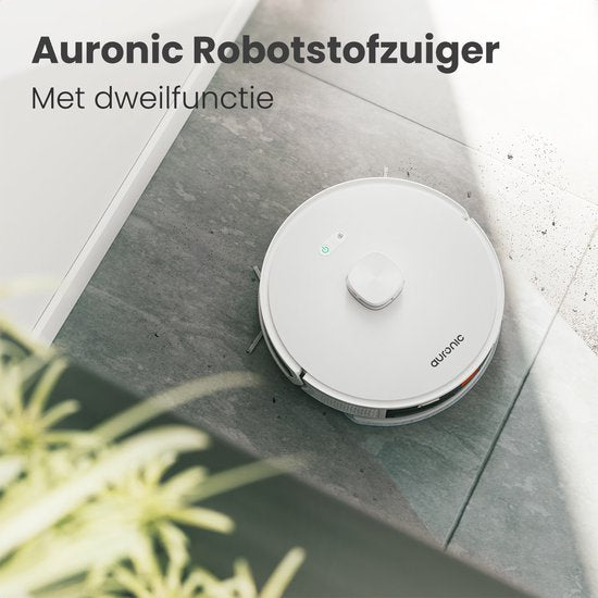 Auronic Robot Aspirateur - Avec fonction balayage - WiFi et App - Station de charge - Animaux domestiques - Robot balayeur - Navigation laser - Station de vidange automatique - Blanc