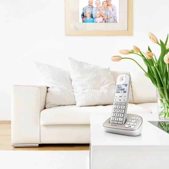 Téléphone résidentiel Philips XL4951S/38 - Ligne fixe - 1 combiné - sans fil - avec répondeur - Extras pratiques pour les personnes âgées - Blanc