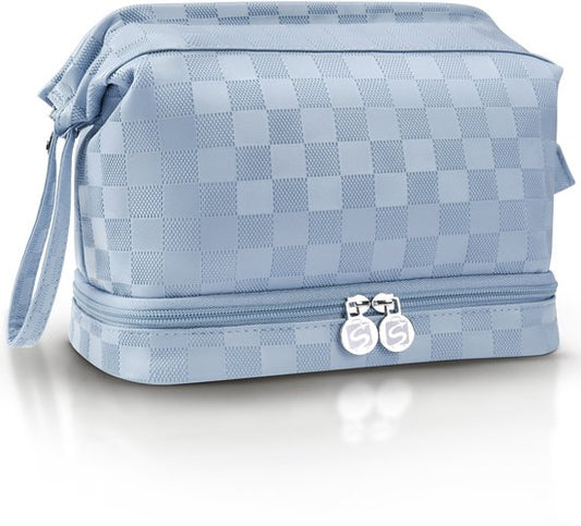 Skycases Travel Essentials - Trousse de toilette et de maquillage - Imperméable et compacte - Convient pour le voyage et l'usage quotidien - Unisexe - Bleu clair