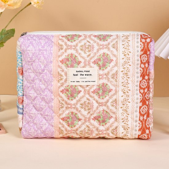 Skycases Travel Essentials - Trousse de maquillage 3 pièces - Coton écologique - Organisateurs floraux matelassés - Spacieuse, durable et idéale pour les voyages