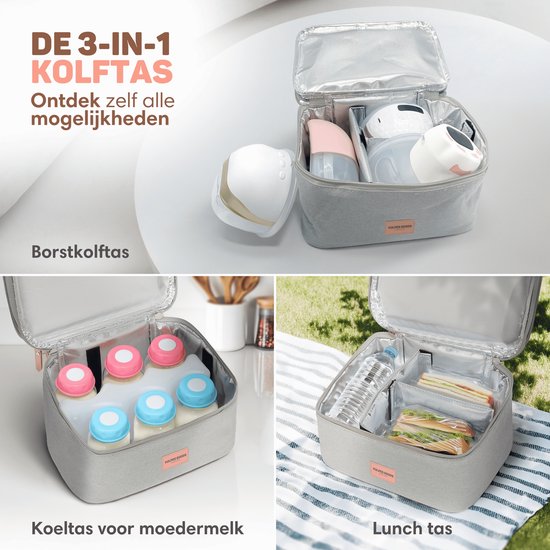 Vulpes Goods® Babycare - Sac isotherme de luxe avec élément réfrigérant - Pour les déplacements - Sac de pompage - Lait maternel jusqu'à 12 heures au frais - Sac isotherme pour le pompage - Sac isotherme pour le lait maternel - Sac de conservation des ali