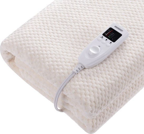 Monzana Couverture chauffante - Polaire électrique 150x80cm 5 niveaux - Crème