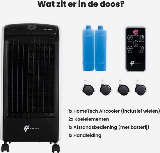 HomeTech FL-1701R Refroidisseur d'air mobile à 3 vitesses - Refroidisseur d'air mobile avec télécommande - 3 modes de fonctionnement et minuterie - Noir/Blanc