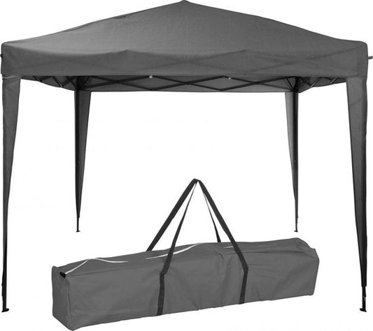 Tente de réception facile à monter Pro Garden - 300 x 300 x 245 cm - polyéthylène - pliable et résistante à l'eau - sac de transport inclus - pour les fêtes de jardin et les événements - gris