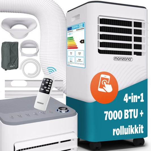 Climatiseur mobile Monzana - 7000 BTU kit fenêtre 20 à 25m² wifi timer - blanc