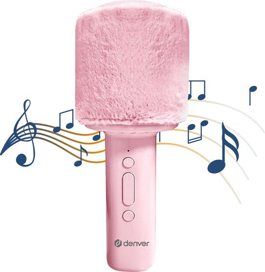 Denver Karaoke Microphone Bluetooth - Sans fil - Haut-parleur avec finition duveteuse - Ensemble Karaoké - AUX - MicroSD - KMS30RO