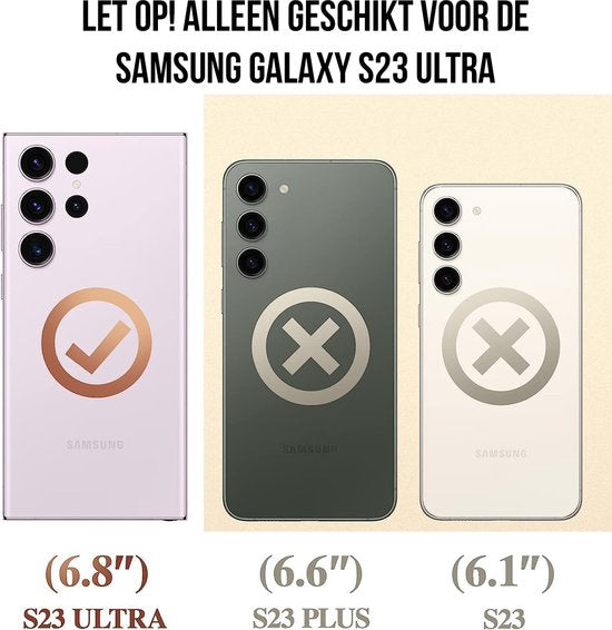 Podec Case with Screen Protector - Suitable for Samsung Galaxy S23 Ultra - Black Phone Case - Anti-Shock Case - Hybrid Armor Case with Kickstand Ring