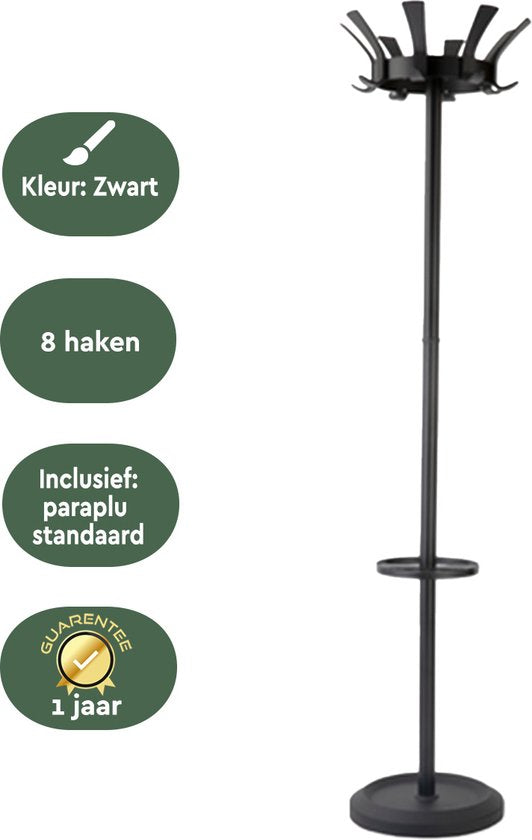 BRASQ Porte-manteau London CS300 - Noir - Acier - Porte-manteau vertical - 181 cm - Moderne