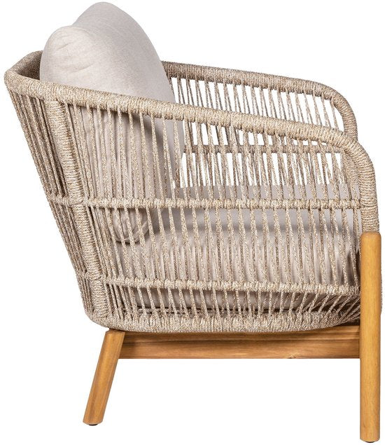 Fauteuil Marron/Beige - Bois d'acacia & Textile - 78,5x86x72 cm - Fauteuil Terracina - House Nordic