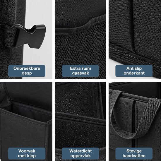 Organisateur de coffre - Compact et spacieux - Accessoires de voiture - Boîte de rangement pour siège auto - Pour siège arrière - Noir - Luft