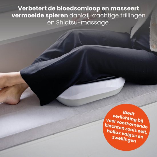 QLT VibroPulse Pro Appareil de massage des jambes et des pieds - Appareil de massage shiatsu avec 10 programmes et 20 vitesses - Soulagement instantané de la douleur - Blanc