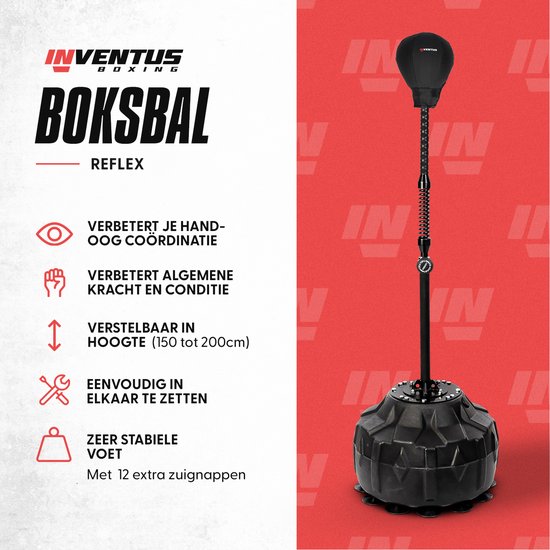 Inventus Extreme Reflex Boxing Pole V2 - Cobra Boxing Ball - Machine de boxe - Boxe et entraînement - Debout / Adultes - Réglable de 150 à 200 cm