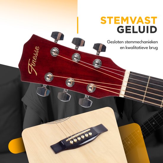 Finesse Acoustic Guitar - with Video Course - 4/4 40" - Western Guitar - Guitare enfant et adulte - Natural