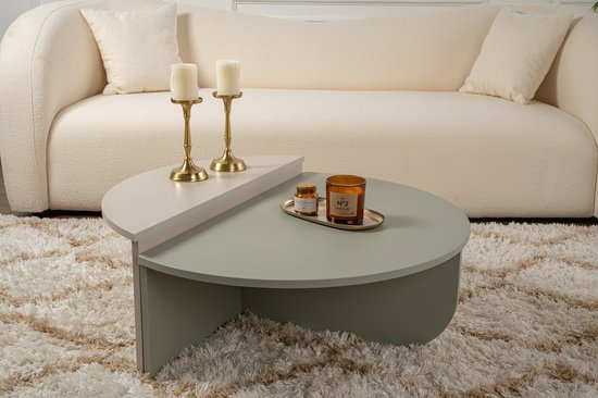 Table basse en bois "Orion" 90 x 60 x 30 cm - Vert cendré