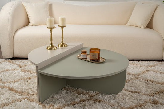Table basse en bois "Orion" 90 x 60 x 30 cm - Vert cendré
