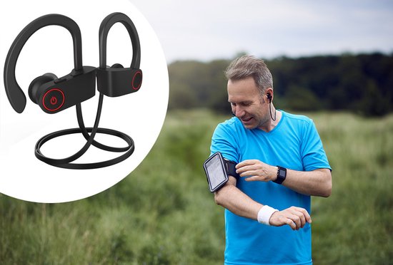Ecouteurs Bluetooth intra-auriculaires sans fil, Casque de sport - Casque sans fil - noir/rouge U8