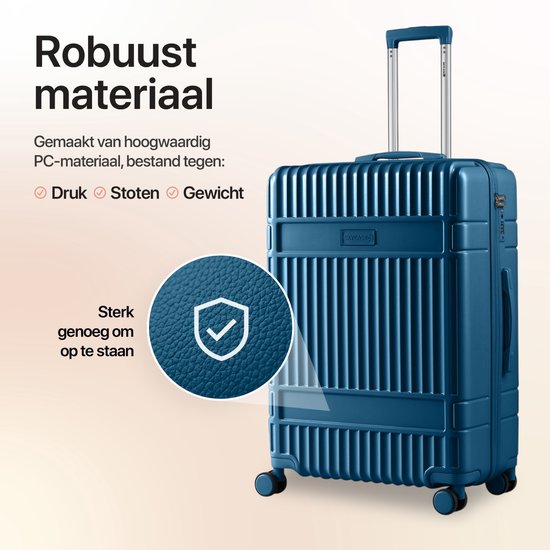 SKYCASES Classic Heritage - Grande valise de voyage - Serrure TSA - 76x52x30 cm - 100L - Valise à roulettes XL - Roues silencieuses à 360° - Légère - Trolley - Bleu foncé