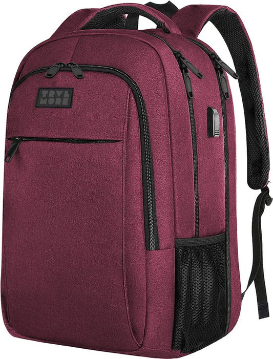 TRVLMORE Sac à dos à vie - Sac à dos avec compartiment pour ordinateur portable de 15,6 pouces - Cartable - Résistant aux éclaboussures - Hommes et femmes - Garçons et filles - 28L - Bourgogne