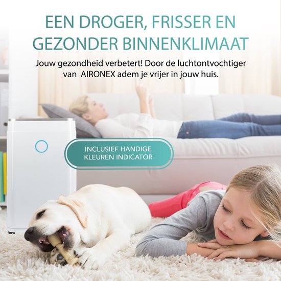 Déshumidificateur 20L - Aironex - 20 litres par jour - Prévient les moisissures - Silencieux - Blanc