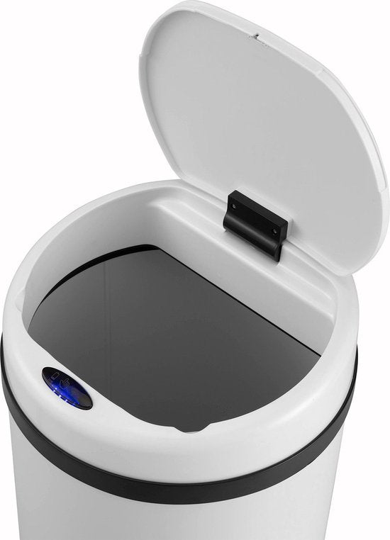 Poubelle automatique / Poubelle à déchets / Poubelle à détecteur - 40 litres - Blanc - Rond