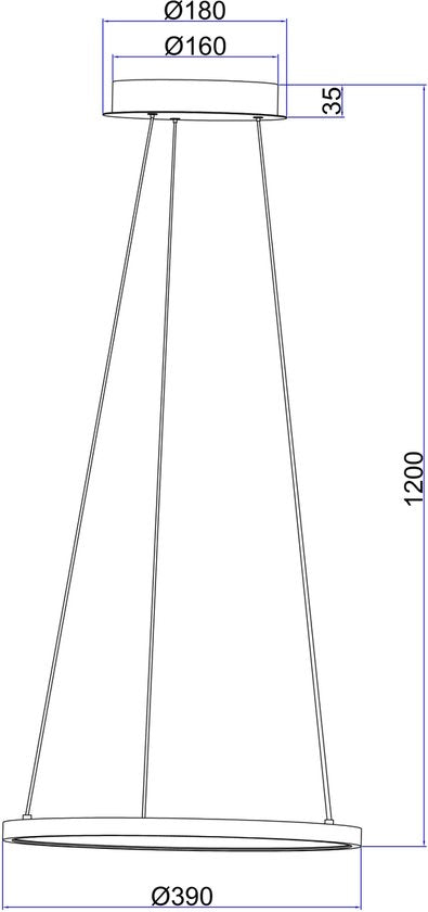 Lampe suspendue LED avec anneau simple | Ø 38,5cm | Noir | Lampe suspendue circulaire