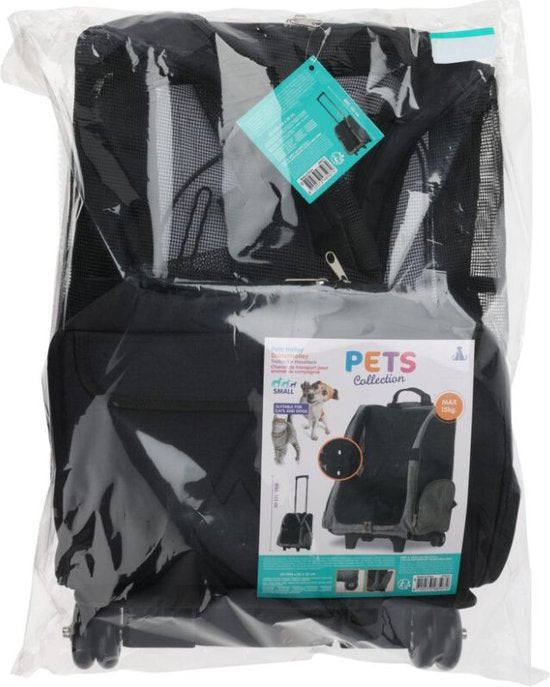 Dogs Collection - Trolley et sac à dos pour animaux - 2 en 1 - Noir - Pliable