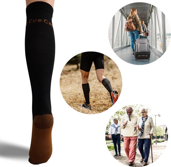 Chaussettes de compression 3 paires - Chaussettes de maintien Femmes et Hommes - Chaussettes de compression - Chaussettes de course - Chaussettes de sport - Taille 46-51 XXL