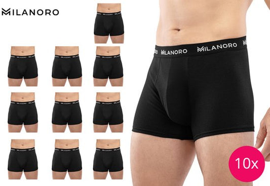 Milanoro - Lot de 10 boxers stylés en coton - Noir - L