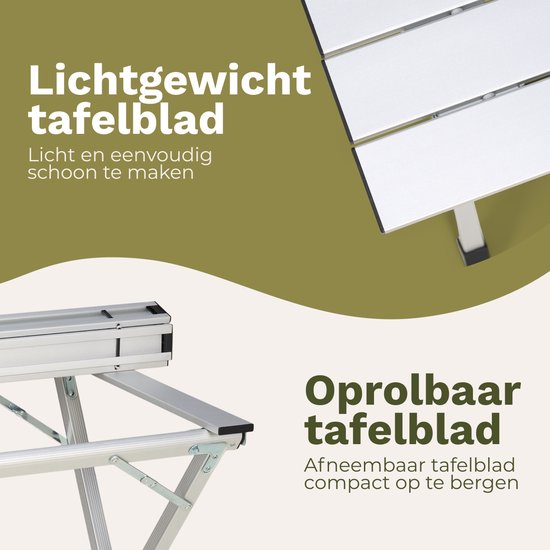 TRVLMORE Table de camping - 80x58x71 cm - Légère avec structure en aluminium - Table pliante réglable - Table de camping - Table pliante - Silver