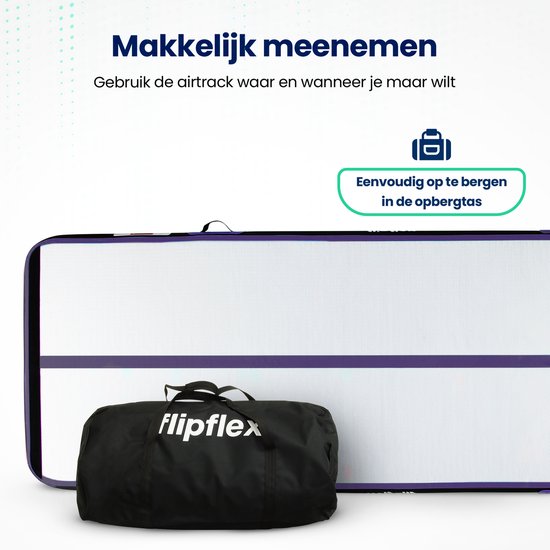 Flipflex Airtrack - Tapis de gymnastique - 3 mètres - 20cm d'épaisseur - tapis de gymnastique - avec mini-tour 600W - avec sac de transport de luxe - Gymnastique