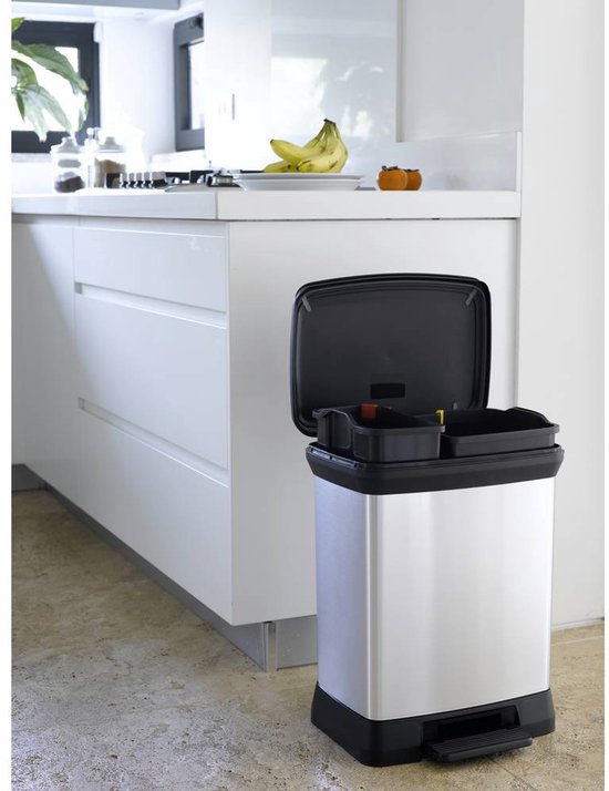 Curver Poubelle à pédale Deco duo 28 L argent 240638