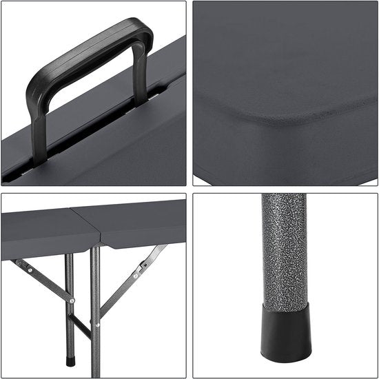 Casaria Lot de 2 bancs à bière - pliable 8 personnes 183cm- Anthracite