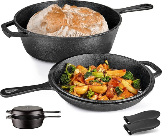 Castex Duocraft Cast Iron Pan - Casserole Induction - Casseroles - Stew Pan - Bread Pan Cast Iron - Simmer Pan
