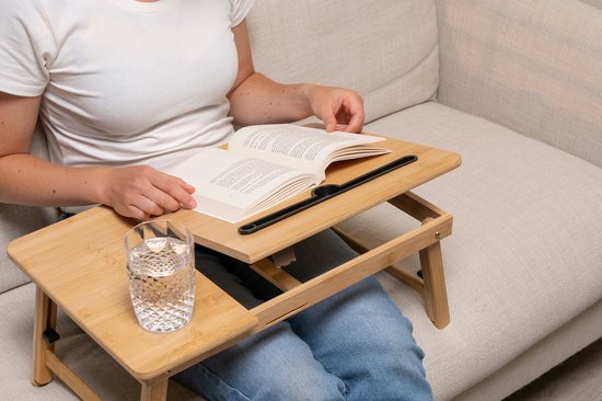 Table à langer avec porte-gobelet et porte-tablette - Support pour ordinateur portable - Bambou